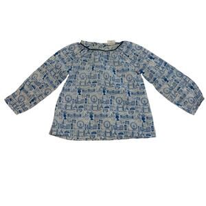 Egg by Susan Lazar White & Blue London England Novelty Print Top 18 Months